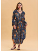 Shirt Collar Belt Detailed Blue Bohemian Dress 4451